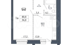 1-к. квартира, 40,8 м², 5/5 эт.